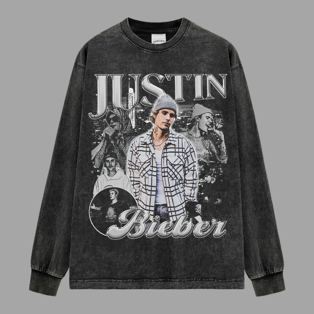 Justin Bieber Vintage Wash Long Sleeve Shirt